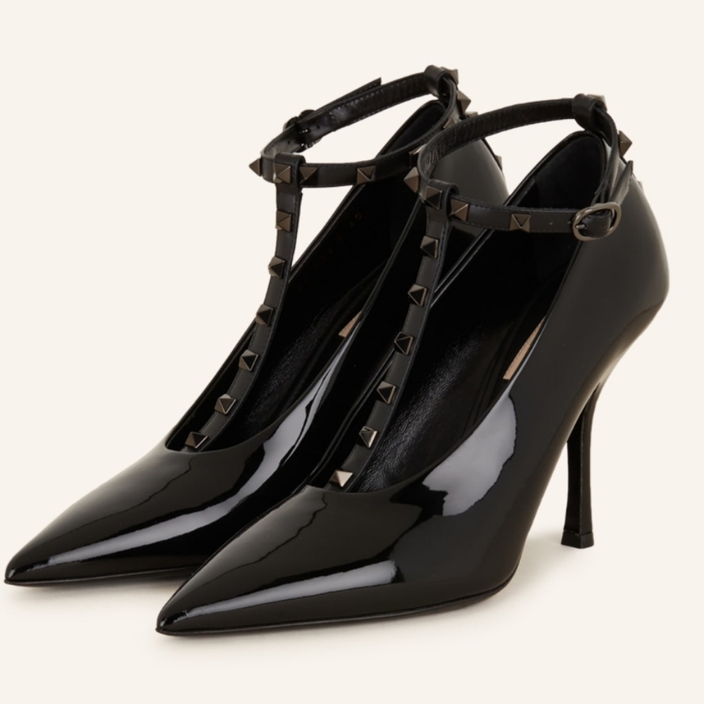 NEW$1250 VALENTINO Rockstud Patent Leather 100 Pumps With Matching Studs Sz 36.5 - Picture 5 of 16